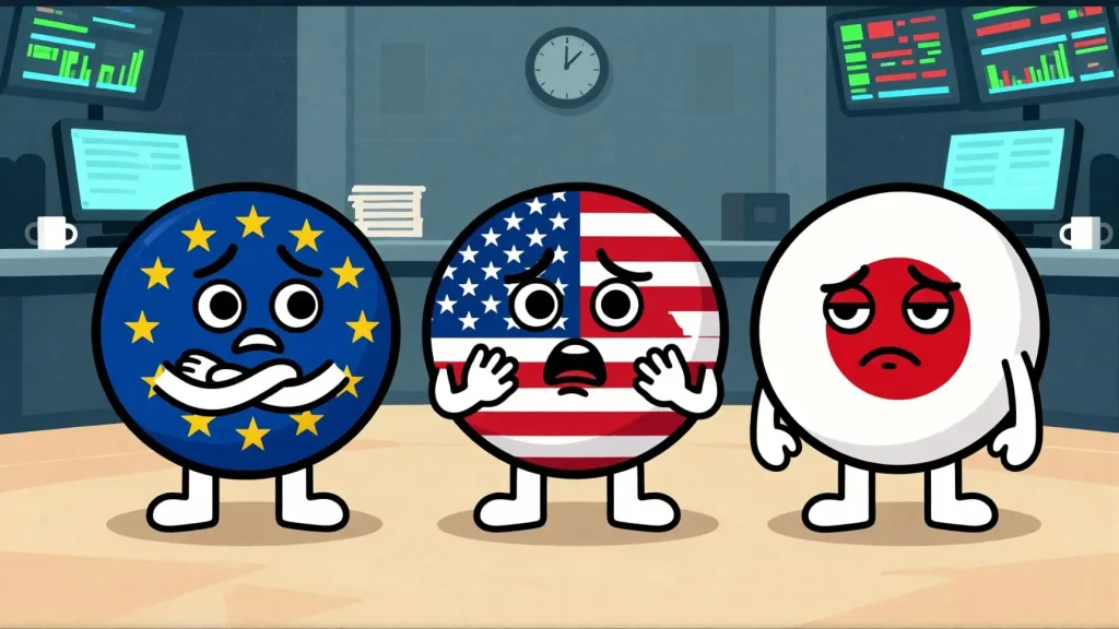 CPI発表を前に各国Countryballが異なる反応を見せる市場の様子